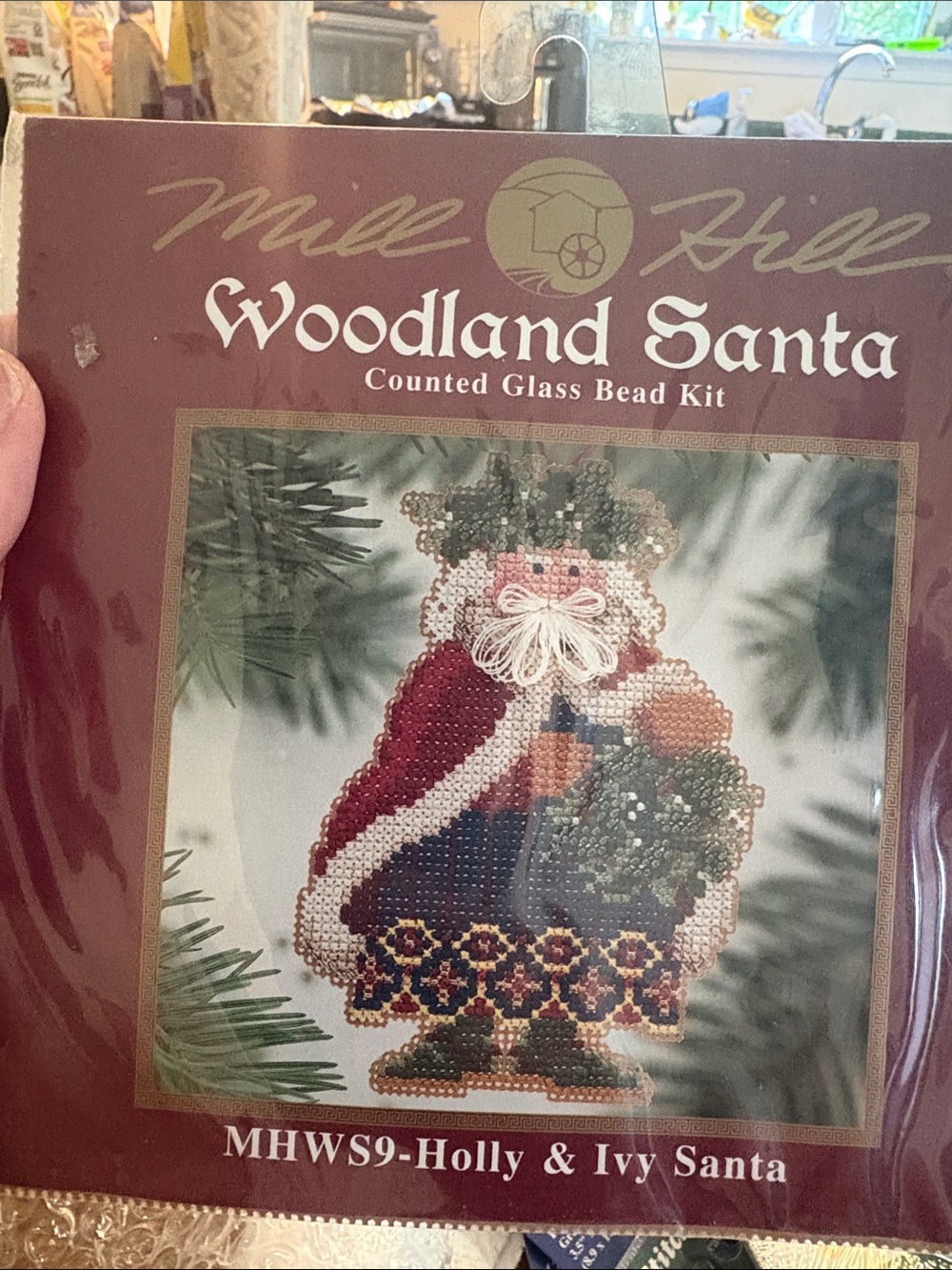 Mill Hill Woodland Santa Beaded Holiday Ornament Kit - Red, Green, White